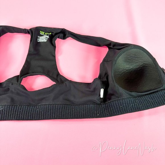 Tek Gear Zip-Front Medium-Impact Sports Bra Black - Picture 6 of 9